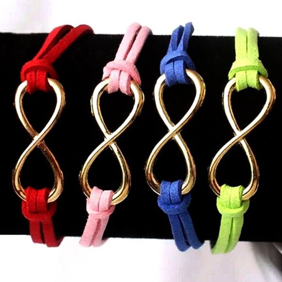 Leyanna Colors Soft Leather Retro Gold Infinity Bracelet Red Gift Packaged - Picture 3 of 8